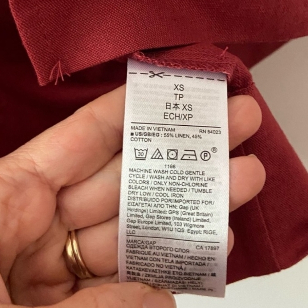 Gap Womens Linen & Cotton Red Paperbag Tie Waist Midi Skirt Size XS - Picture 6 of 6